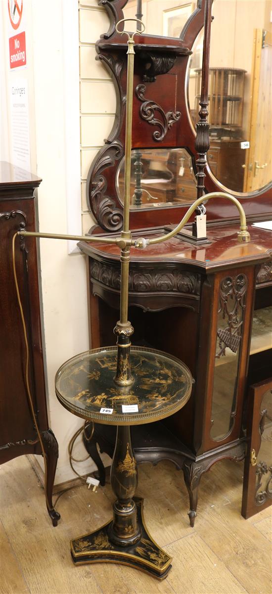 A black and gilt chinoiserie lacquered adjustable lamp standard H. approx. 158cm